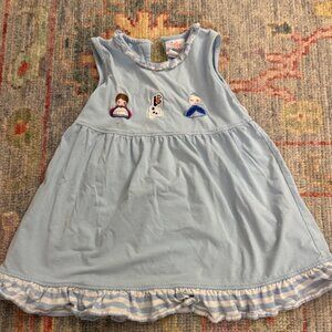 Charming Light Blue Kids Dress with Embroidery